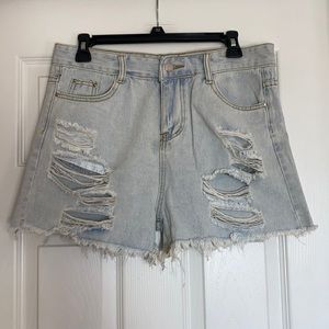 3/$10 - Icey blue white distressed high waist shorts